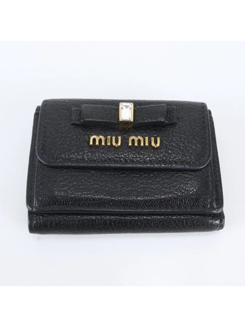 Miu Miu Included Leather Trifold Wallet Black